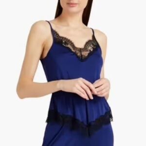 Fleur du Mal Royal Blue Cami with Black Lace
